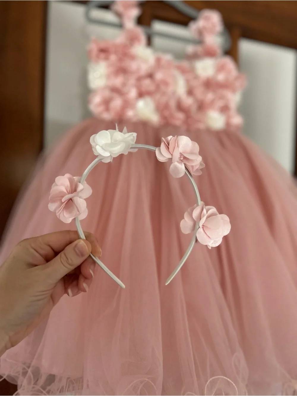 Rose Campanula Blush Pink and White Tulle Party Dress